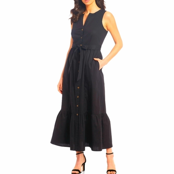 Calvin Klein Dresses & Skirts - Calvin Klein maxi sleeveless flounce navy dress